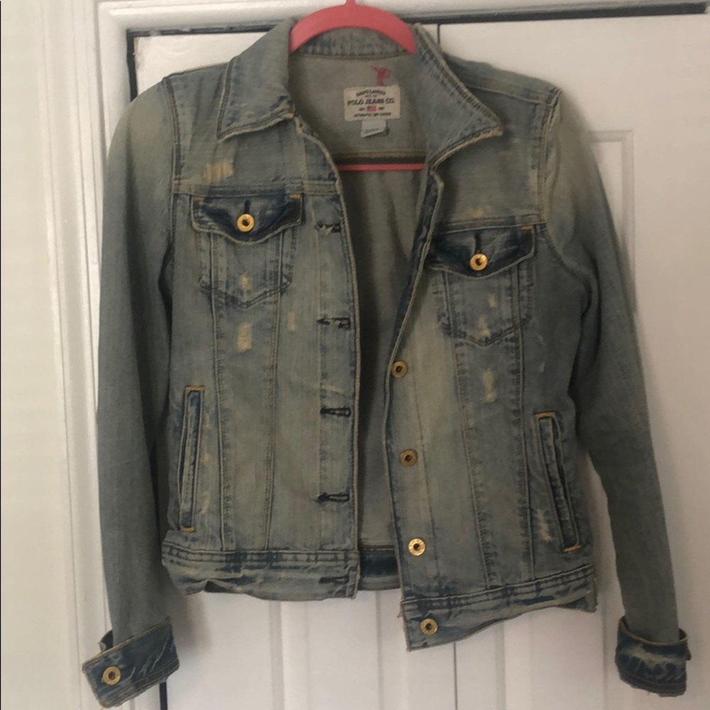 Great condition distressed denim jean jacket